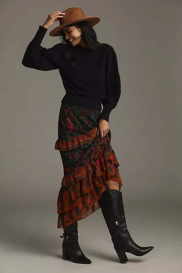 Farm Rio Garden Tiered Maxi Skirt | Anthropologie (US)