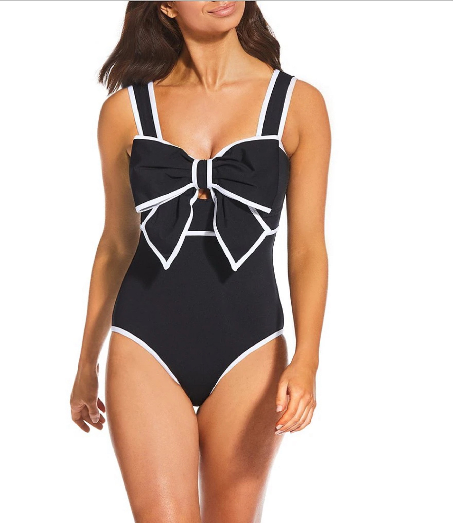 Swim on sale! ☀️ Dillards black and white bow trimmed one piece swim suit 

#LTKTravel #LTKSwim #LTKSeasonal
