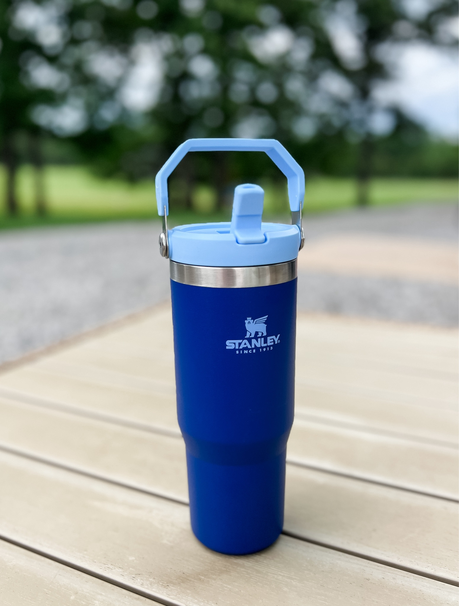 My 12 year old has already claimed my new Stanley Iceflow tumbler. The flip top straw and handle make it a great fit and of course the 2 toned blue lets us rep our Titans too. 🙌    #StanleyPartner