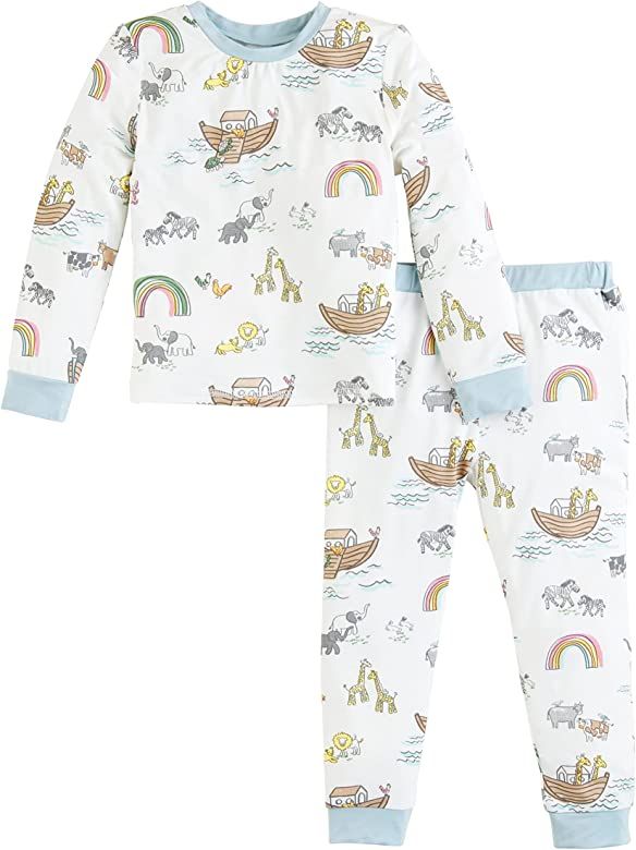 Mud Pie Baby Boy's Noahs Ark Pajama Set, White, 9-12 Months | Amazon (US)