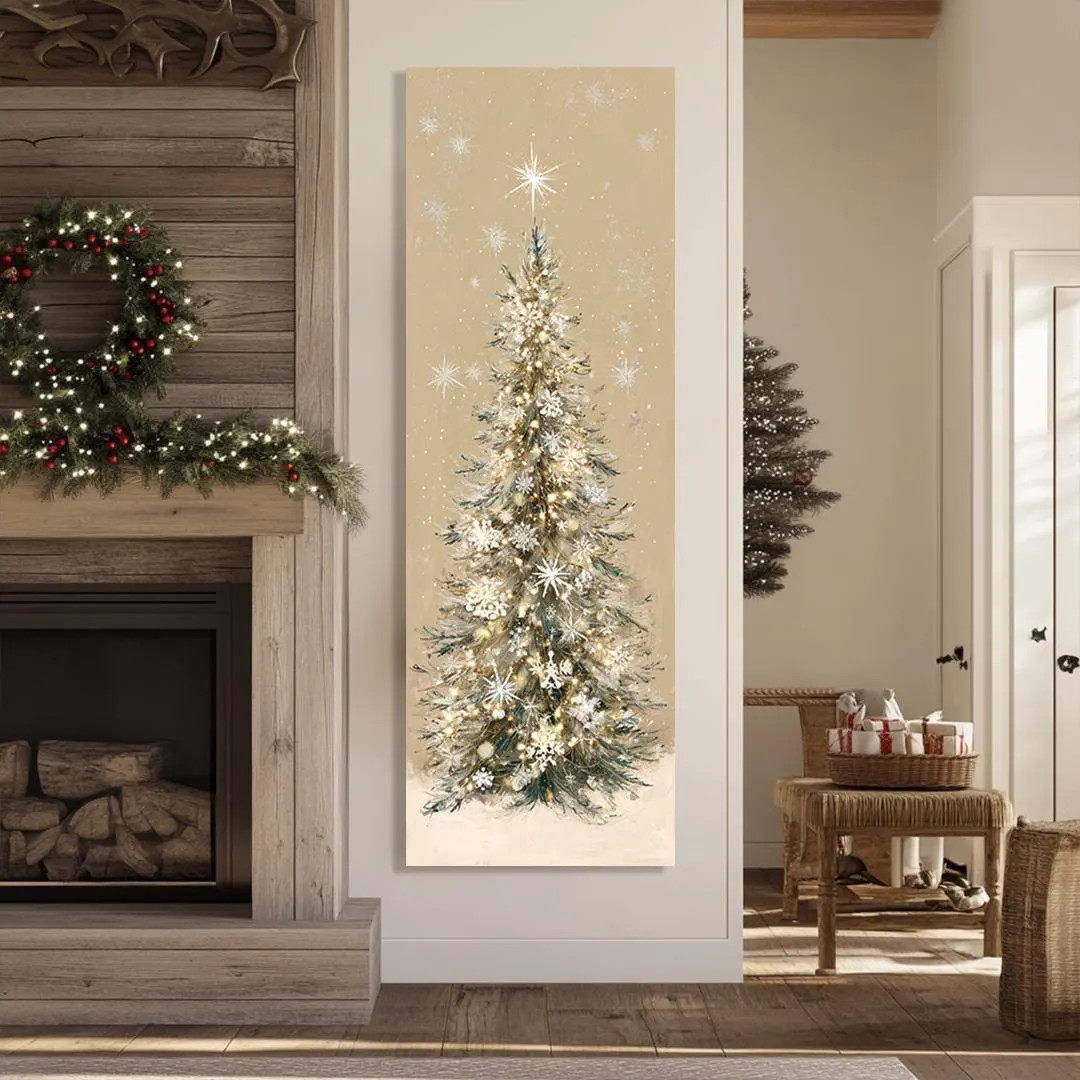 Narrow Christmas Canvas - Vertical Holiday Decor Print - Etsy | Etsy (US)