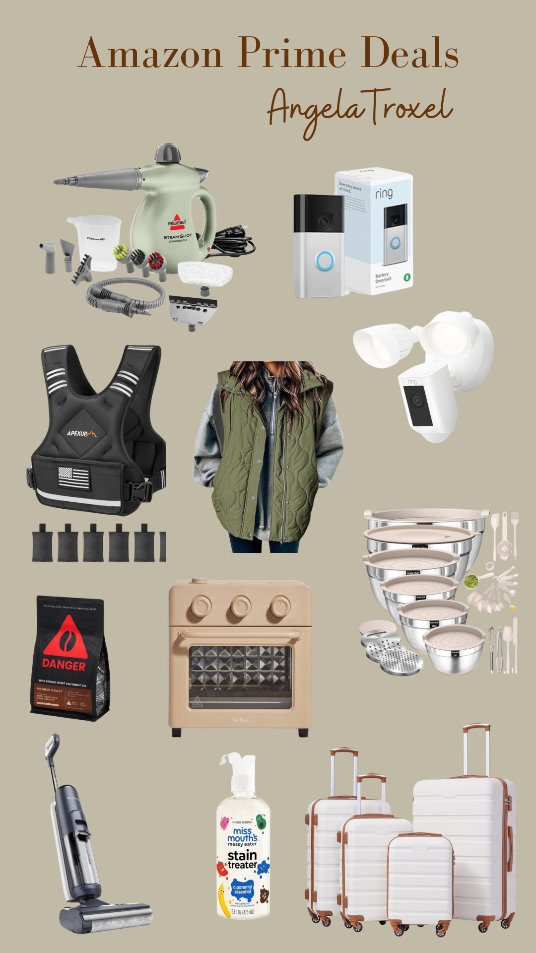 Amazon prime deals, security system, ring doorbell, Bissell, steam cleaner, adjustable, weighted vest, stainless steel, bowls, women’s vest, coffee, luggage, sale, house, kitchen, living room.

#LTKHome #LTKSaleAlert #LTKFindsUnder50