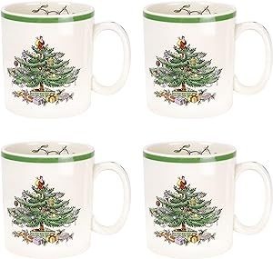 Spode Christmas Tree Collection Mug, set of 4, 9-Ounce Capacity, Holiday Coffee Mugs, Cup for Tea... | Amazon (US)