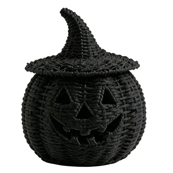 Halloween Woven Pumpkin Jack-O'-Lantern with LED Candle, Hand-Woven Rattan Fall Pumpkin Lantern D... | Walmart (US)
