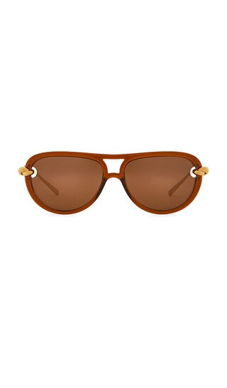 Bottega Veneta New Knot Sunglasses in Brown. | Revolve Clothing (Global)