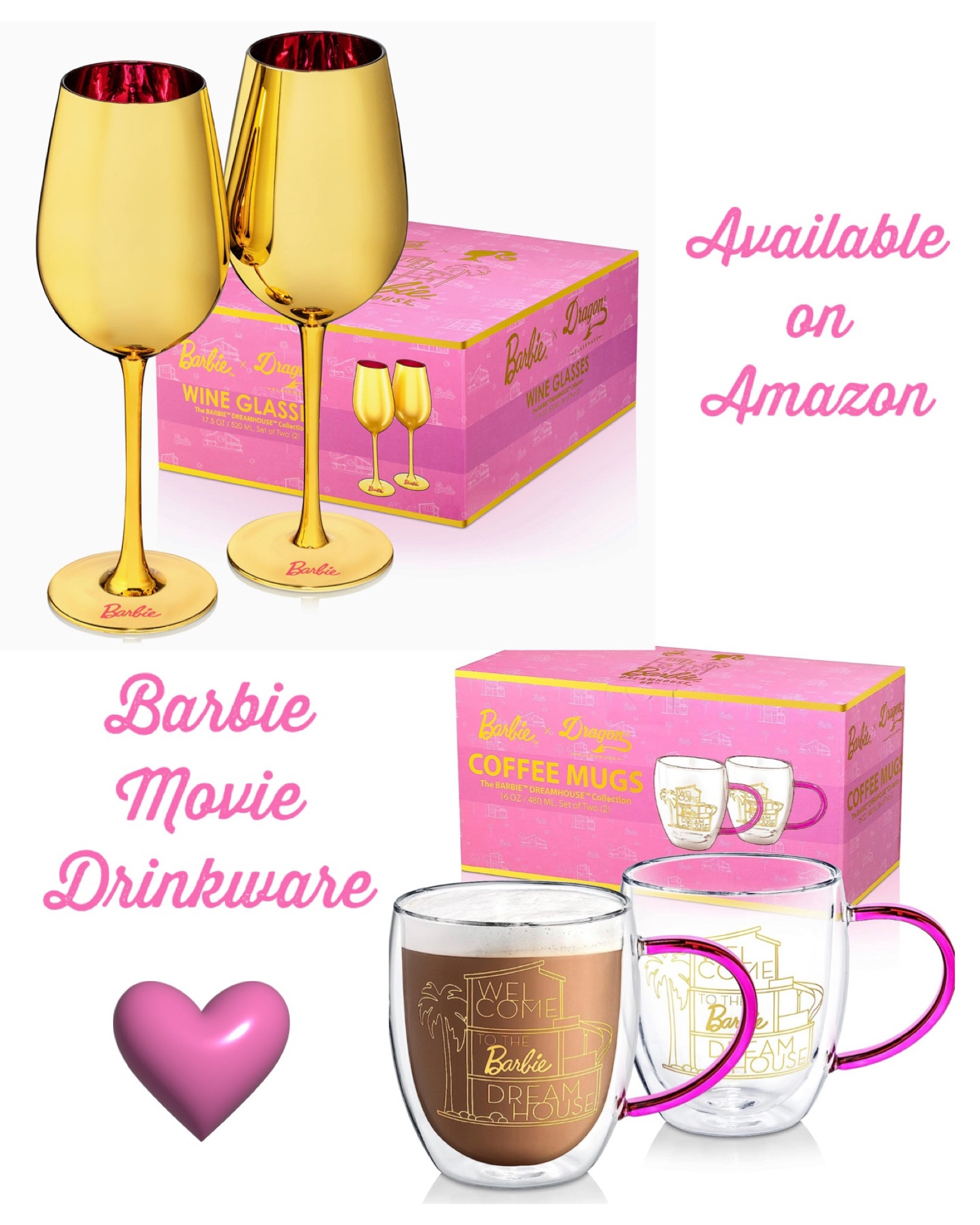 Dragon Glassware x Barbie Wine Glasses, Dreamhouse