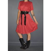 80S Red Polka Dot Dress L | Etsy (US)