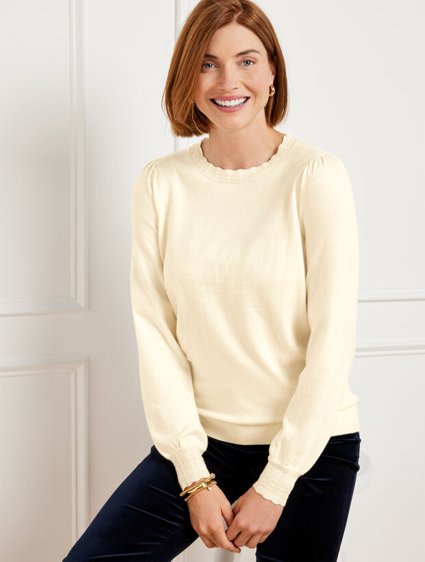 Scallop Trim Pullover Sweater | Talbots