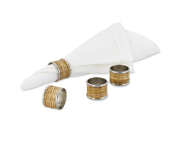 Wicker & Metal Napkin Rings, Set of 4 | Williams-Sonoma