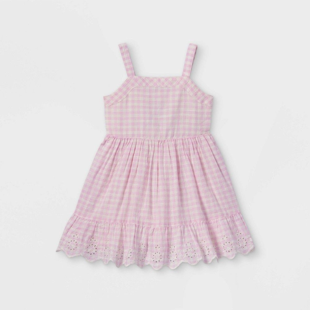 Toddler Girls' Tiered Gingham Tank Top Dress - Cat & Jack Light Purple 3T | Target
