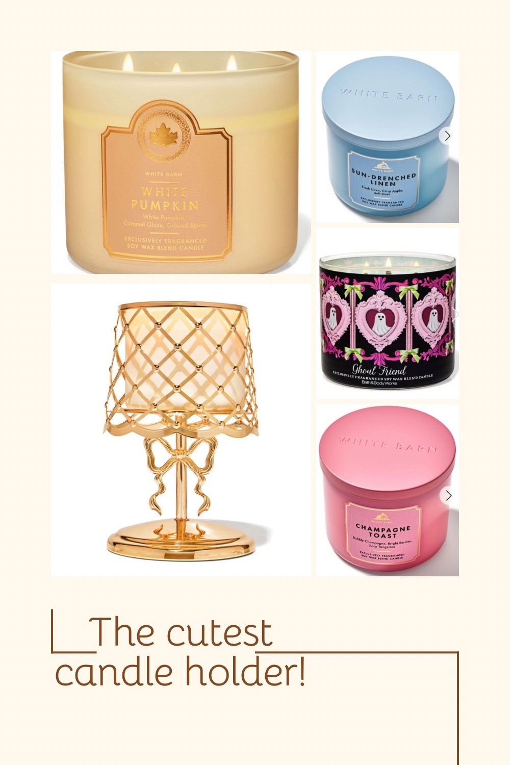 The cutest 3 wick candle holder at Bath & Body Works!! This is tending for a reason! It’s absolutely beautiful! 🤩  What is your favorite scent? I’m looking at some of the new seasonal candles, but I also can’t help but want to purchase some just for the pretty colors! 
Bows, gold, feminine and so cute!
#Bows #Candles #Scented #Cozy #LTKFinds 

#LTKHalloween #LTKSeasonal #LTKHome