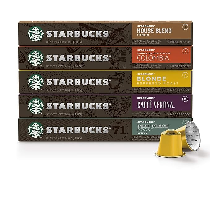 Starbucks by Nespresso, Favorites Variety Pack (50-count single serve capsules, 10 of each flavor... | Amazon (US)