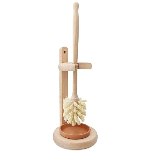 Toilet Bowl Cleaner Brush with Holder, 14 Inch Extra Long German Beechwood Handle, Strong Hemp Br... | Amazon (US)