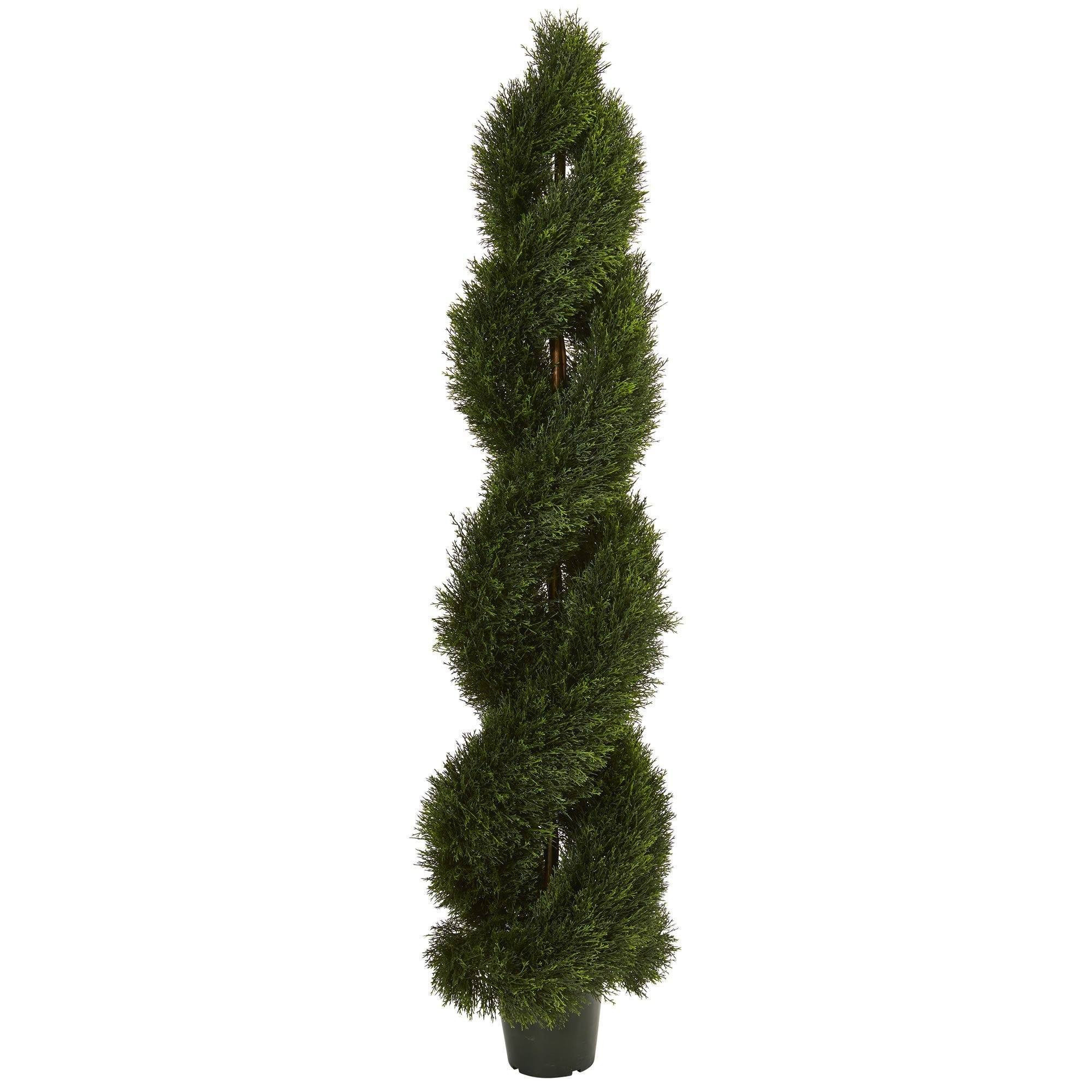6' Double Pond Cypress Spiral Topiary UV Resistant (Indoor/Outdoor) | Nearly Natural | Nearly Natural