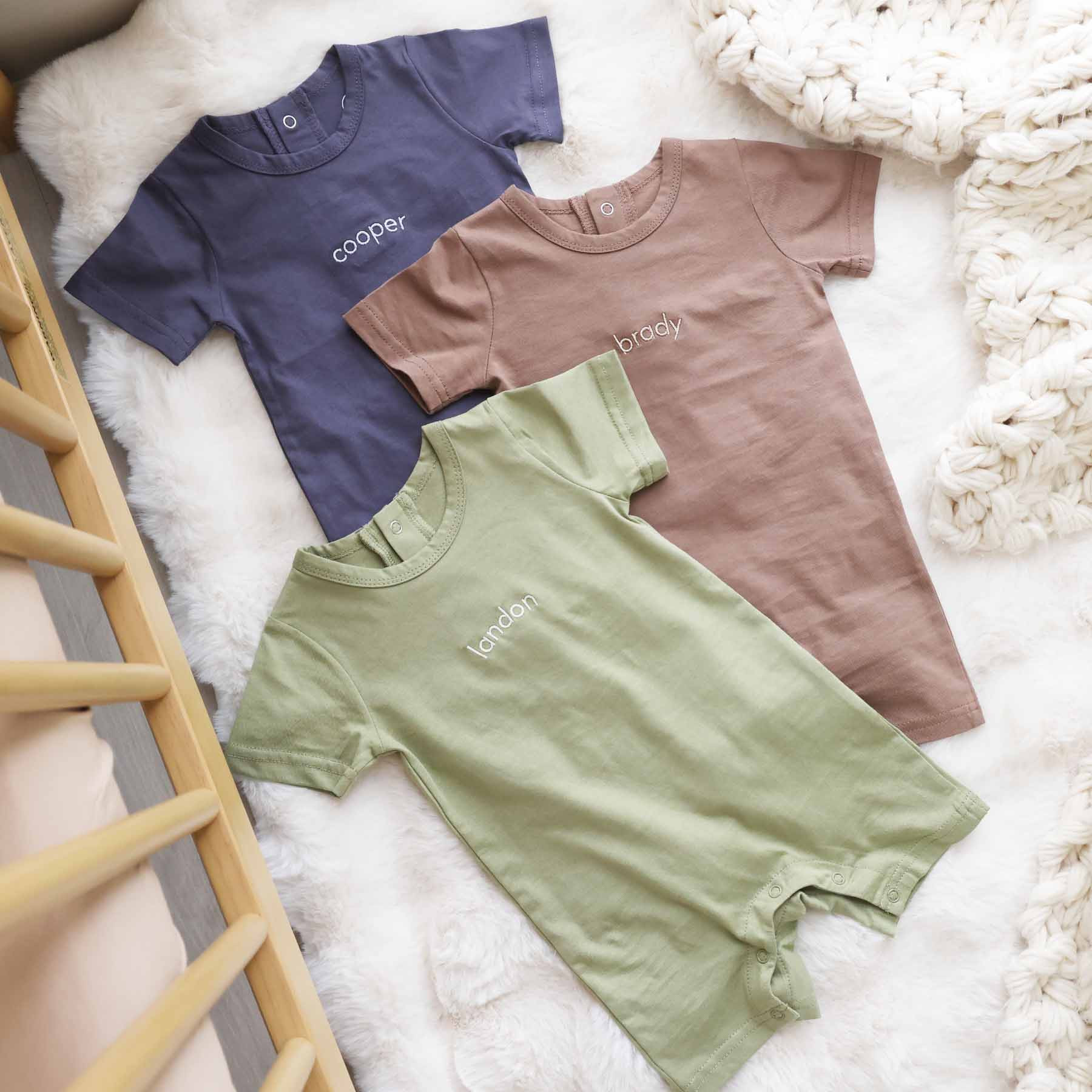 Personalized Short Sleeve Snap Romper | Caden Lane