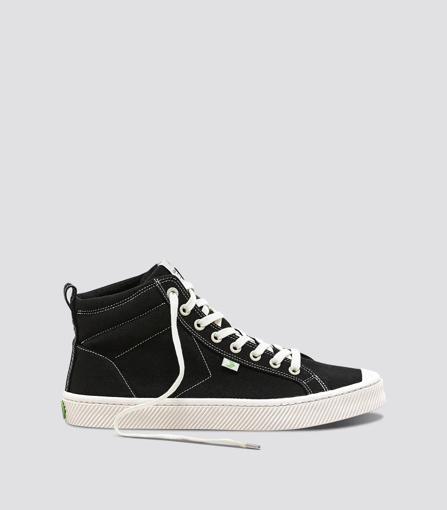OCA High Washed Black Canvas Contrast Thread Sneaker Women | Cariuma