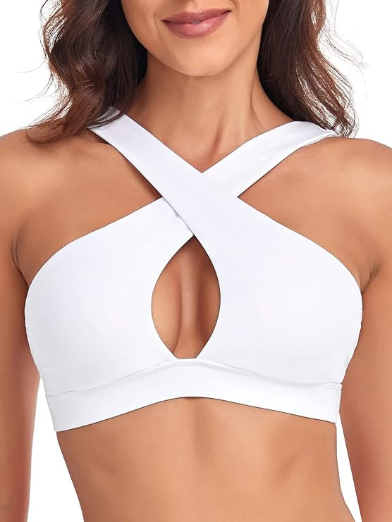 RELLECIGA Women's Criss-Cross Front Sports Bras Fitness Support Workout Bras | Amazon (US)