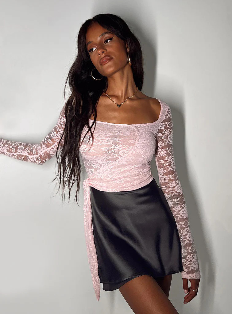 Danalah Lace Wrap Top Pink | Princess Polly US