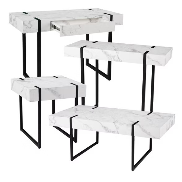 Wennan Modern Faux Marble Cocktail Table Black/White - Aiden Lane | Target
