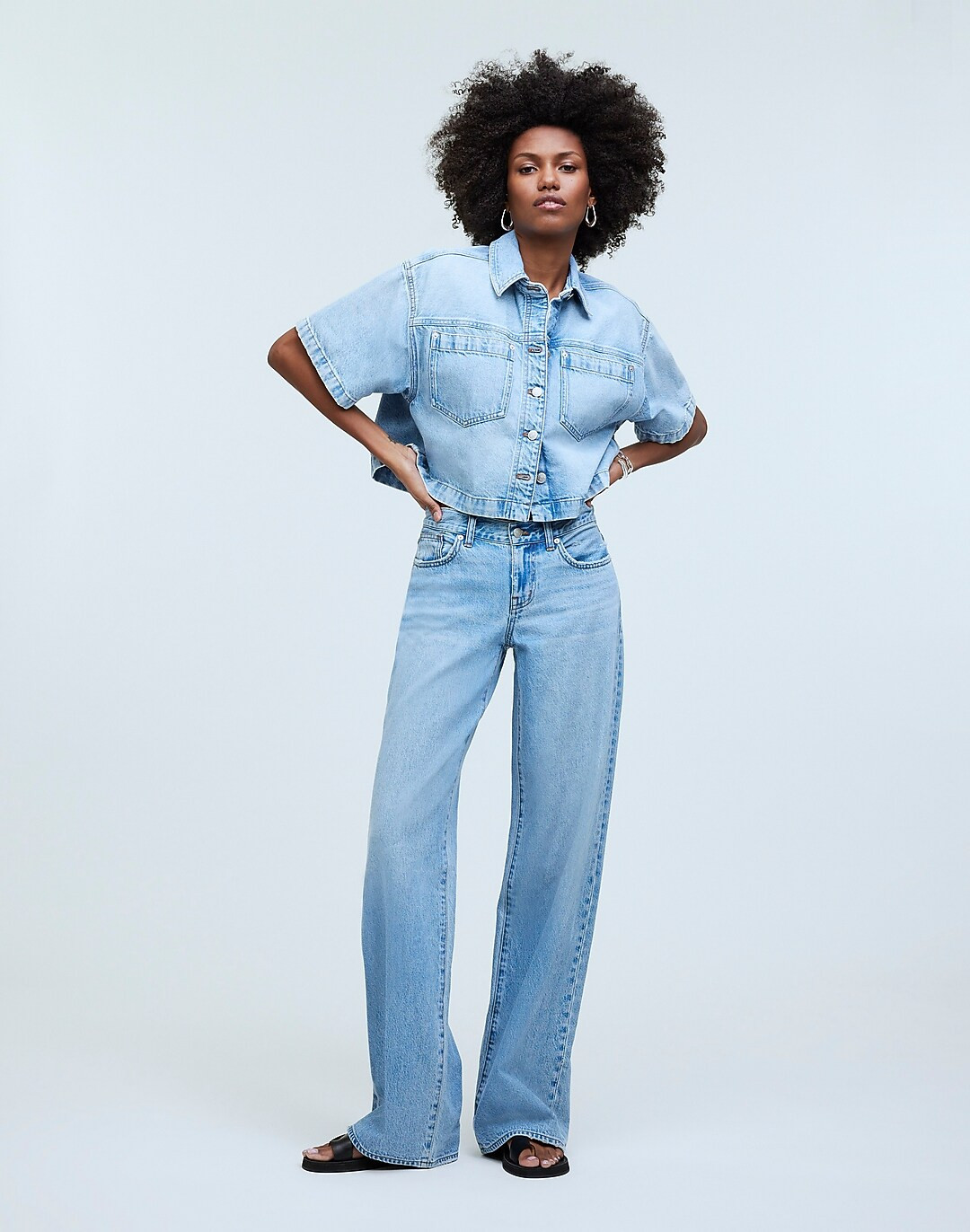 Denim Short-Sleeve Shirt-Jacket in Ahern Wash | Madewell