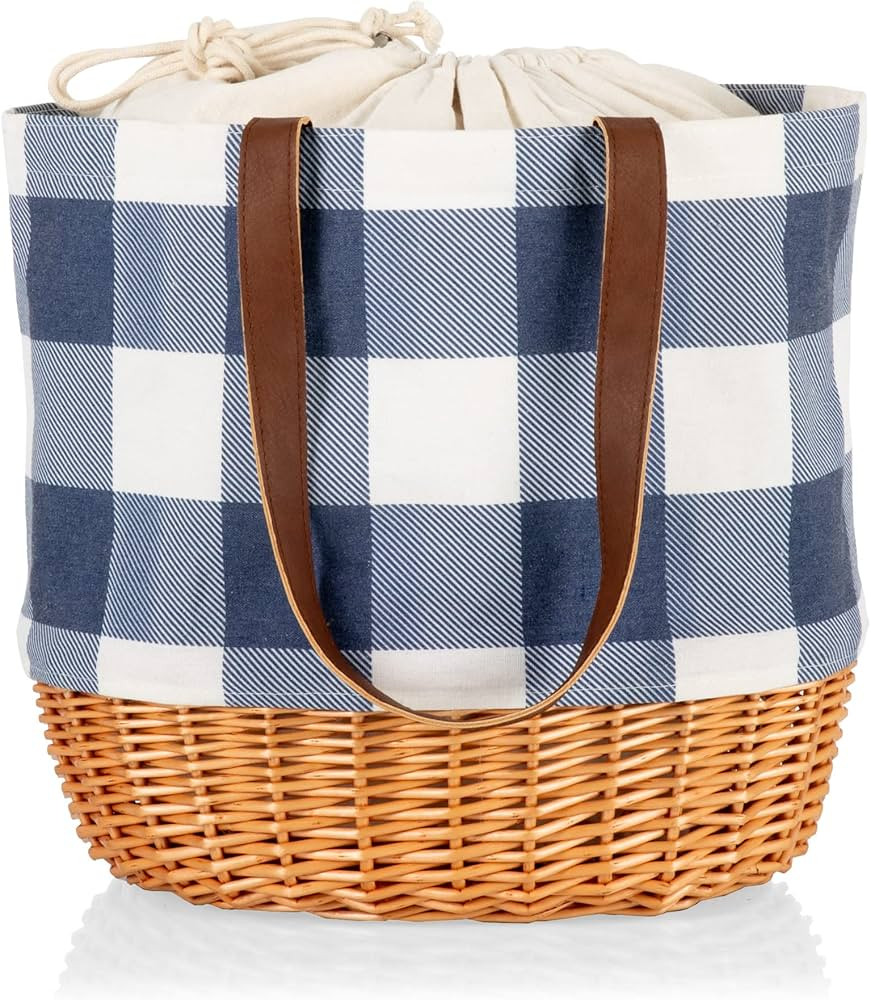 PICNIC TIME Coronado Canvas and Willow Basket Tote, Picnic Tote Bag, Beach Tote | Amazon (US)