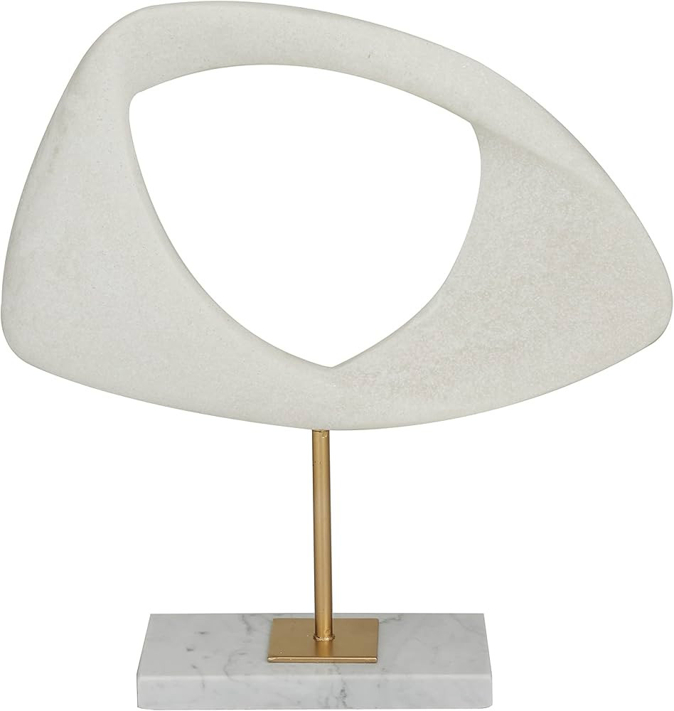 Deco 79 Polystone Abstract Cut-Out Sculpture with Marble Stand, 12" x 3" x 13", White | Amazon (US)