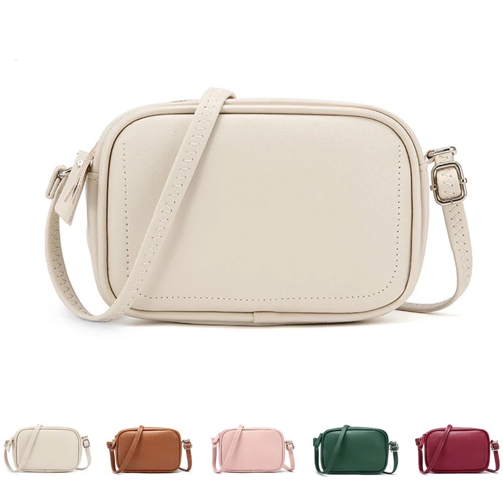 Shoulder Bags For Women Solid Color Pu Leather Handbag Lady Crossbody Bag-Beige-Beige | Walmart (US)