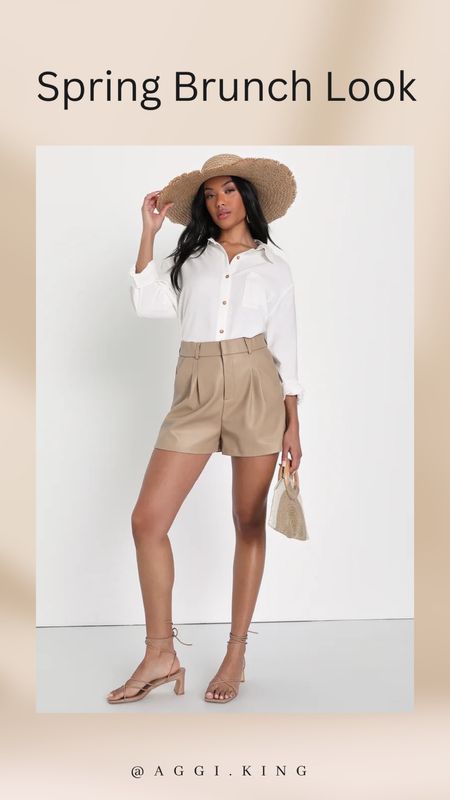 Neutral Spring look perfect for Brunch with the girls!
Love the tan leather shorts for spring! They will go with everything!! 

#spring #LTKcreator #styleinspo #lulus #L 

#LTKSeasonal #LTKFestival #LTKFind