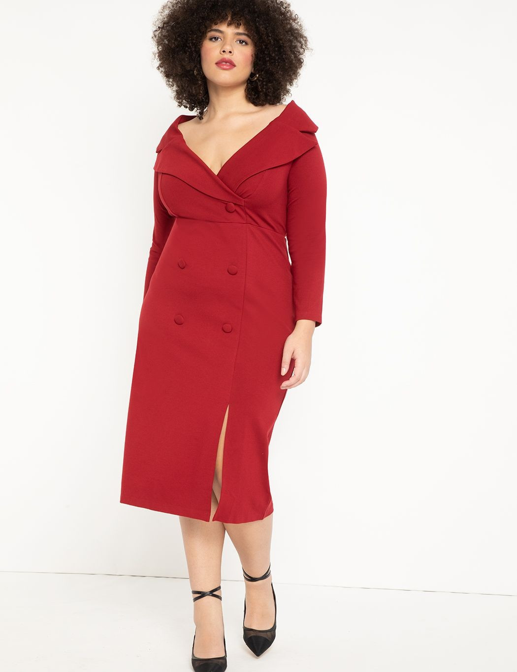 Portrait Neckline Collared Dress | Eloquii