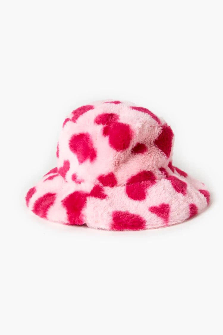 Girls Faux Fur Heart Bucket Hat (Kids) | Forever 21 (US)