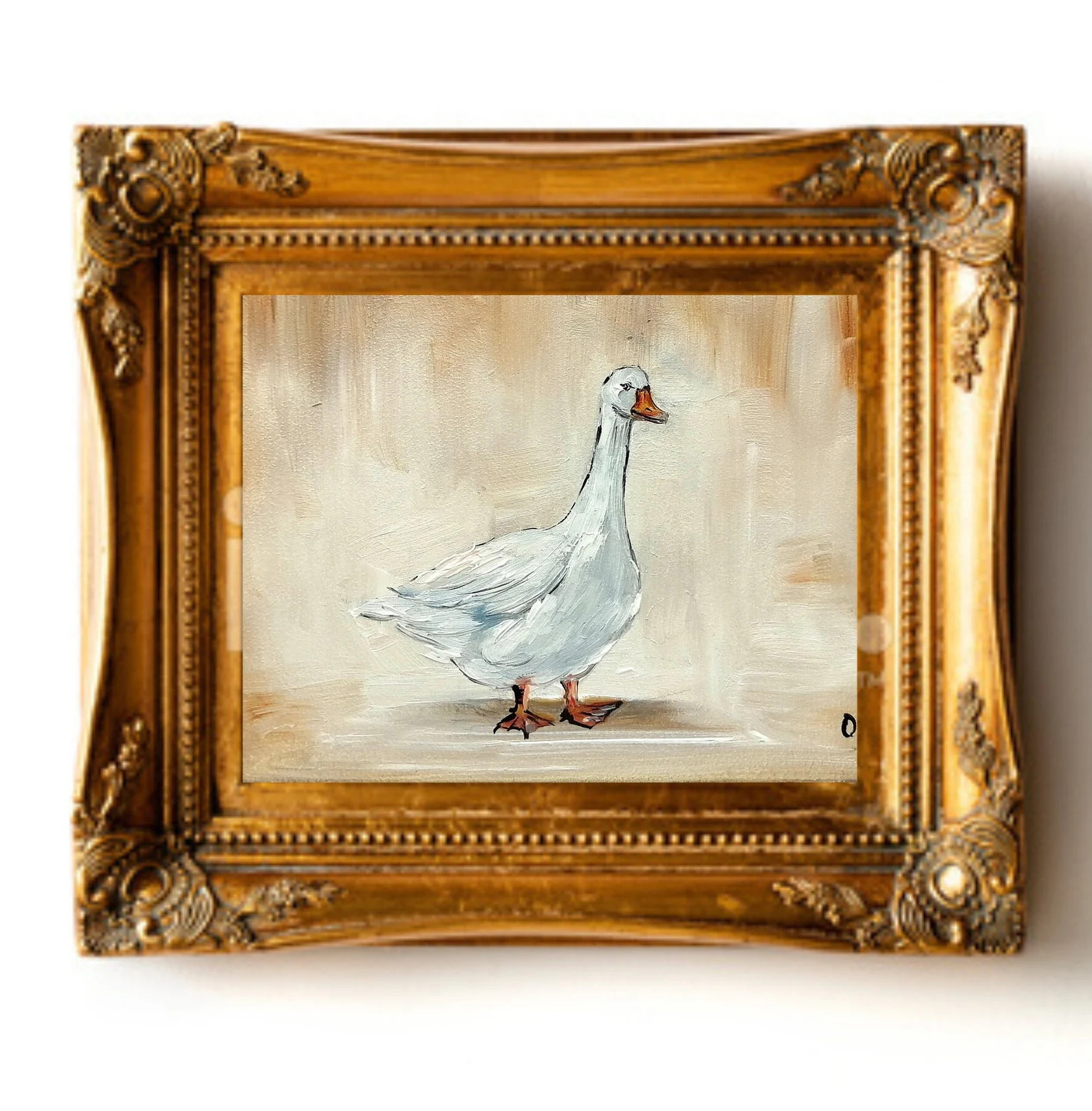 Duck Painting Original Miniature Art Vintage Small Goose Oil Painting Farmhouse Kitchen Wall Art ... | Etsy (US)