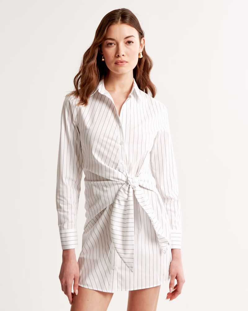 Women's Long-Sleeve Wrap Shirt Dress | Women's New Arrivals | Abercrombie.com | Abercrombie & Fitch (US)