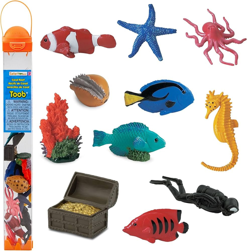 Safari Ltd. Coral Reef Toob - 11 Marine Life Figurines - Scuba Diver, Fish, Treasure, and More - ... | Amazon (US)