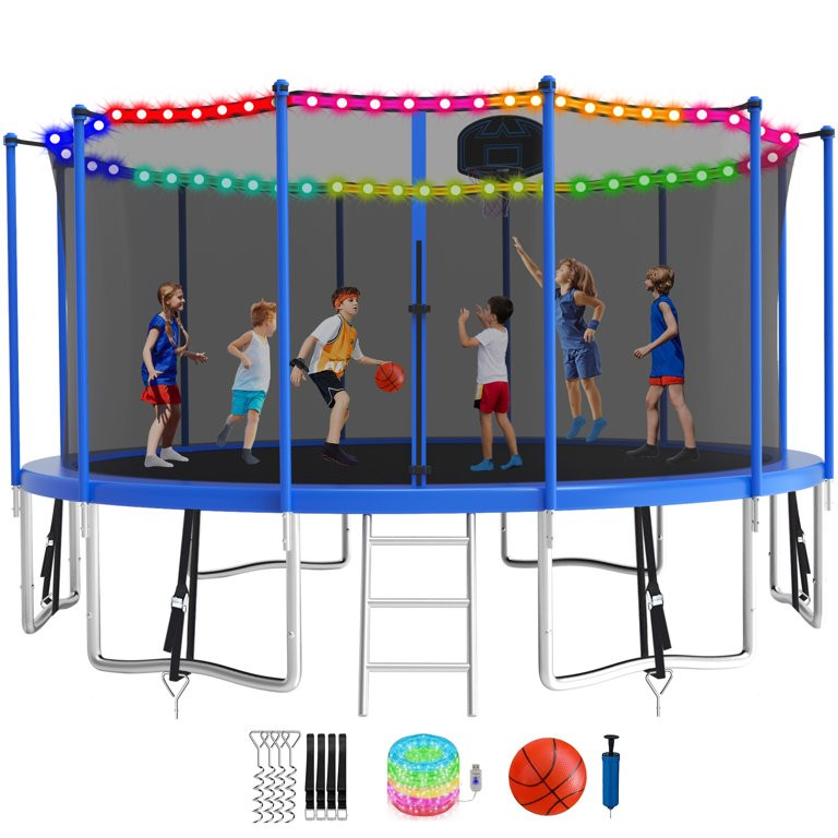 KOFUN 1500LBS 16FT Trampoline with Light, Heavy Duty Trampoline for Kids and Adults, Backyard Tra... | Walmart (US)