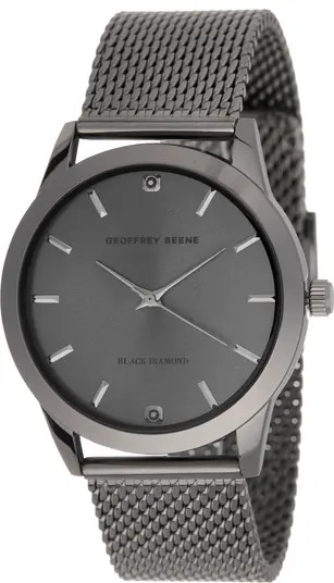 GEOFFREY BEENE Men's Black Diamond Mesh Strap Watch, 40mm - 0.02 ctw | Nordstromrack | Nordstrom Rack