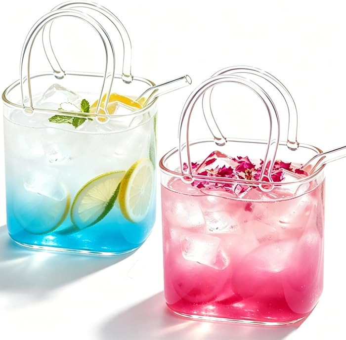 Glass Purse Handbag Shaped Cups, 770ml/26oz, 2 Pack | Amazon (US)