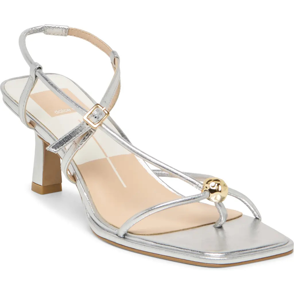 Dolce Vita Mylee Heels Sandal in Silver Distressed Leather at Nordstrom, Size 11 | Nordstrom