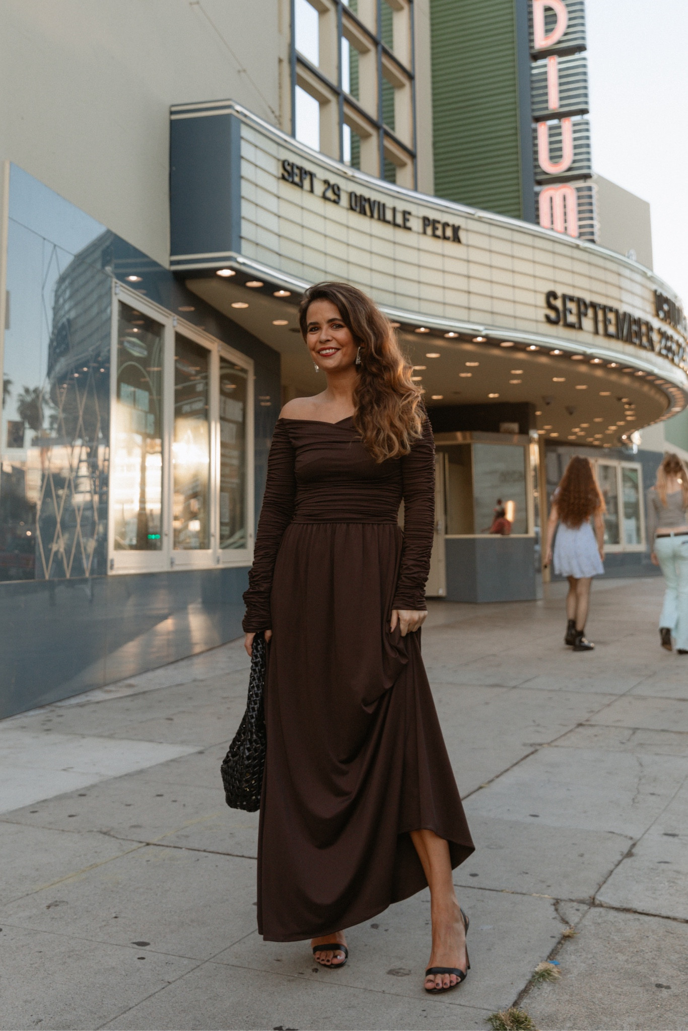 Celebrating the fall season wearing a midi dress in brown and high-heeled sandals 

#LTKSeasonal #LTKStyleTip