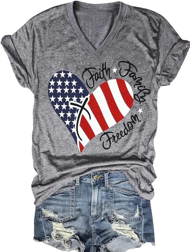 Faith Family Freedom T Shirt Amazon Denim Shorts Outfit Jean Shorts Outfit Womens Shorts Outfits | Amazon (US)