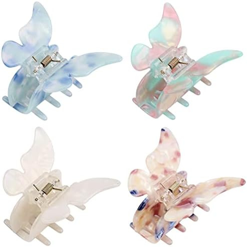 CHANACO Butterfly Hair Clips Hair Claw Clips for Thick Hair 4PCS Butterfly Clips for Hair Small H... | Amazon (US)