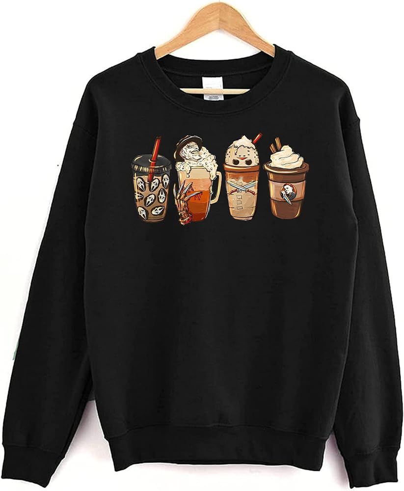 NewThings Horror Movies Coffee Sweatshirt - Scary Characters Halloween Sweater for Adults | Amazon (US)