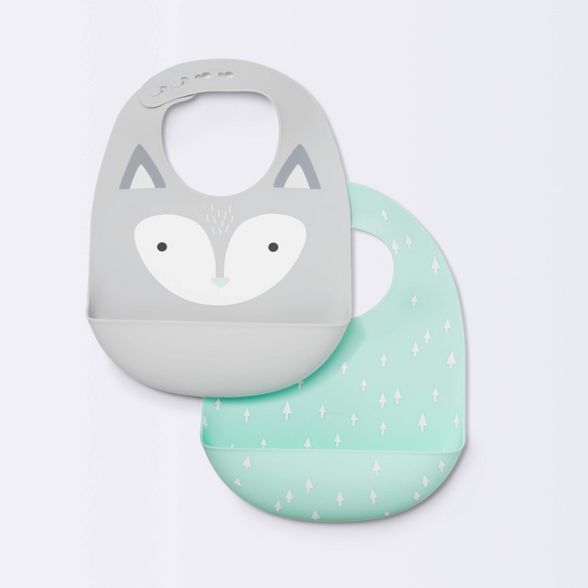Silicone Bibs with Decal - Cloud Island™ Gray Fox & Green Arrows | Target