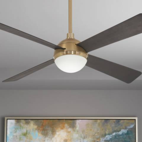 54" Minka Aire Orb Brushed Brass LED Ceiling Fan with Remote Control | Lamps Plus