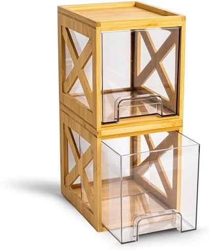 Stackable Bamboo Snack Drawer Organizer (2 Pack) – Pull-Out Storage Bins with Clear Acrylic Dra... | Amazon (US)