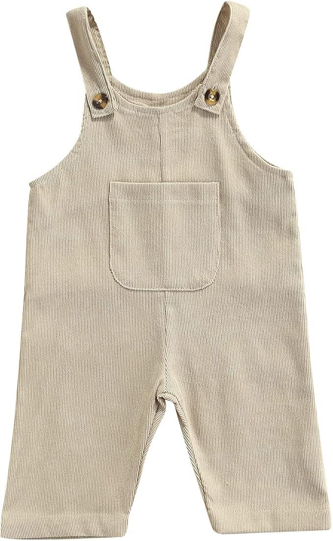 Newborn Baby Boy Girl Summer One Piece Button Suspender Overalls Jumpsuit Sleeveless Plain Romper... | Amazon (US)