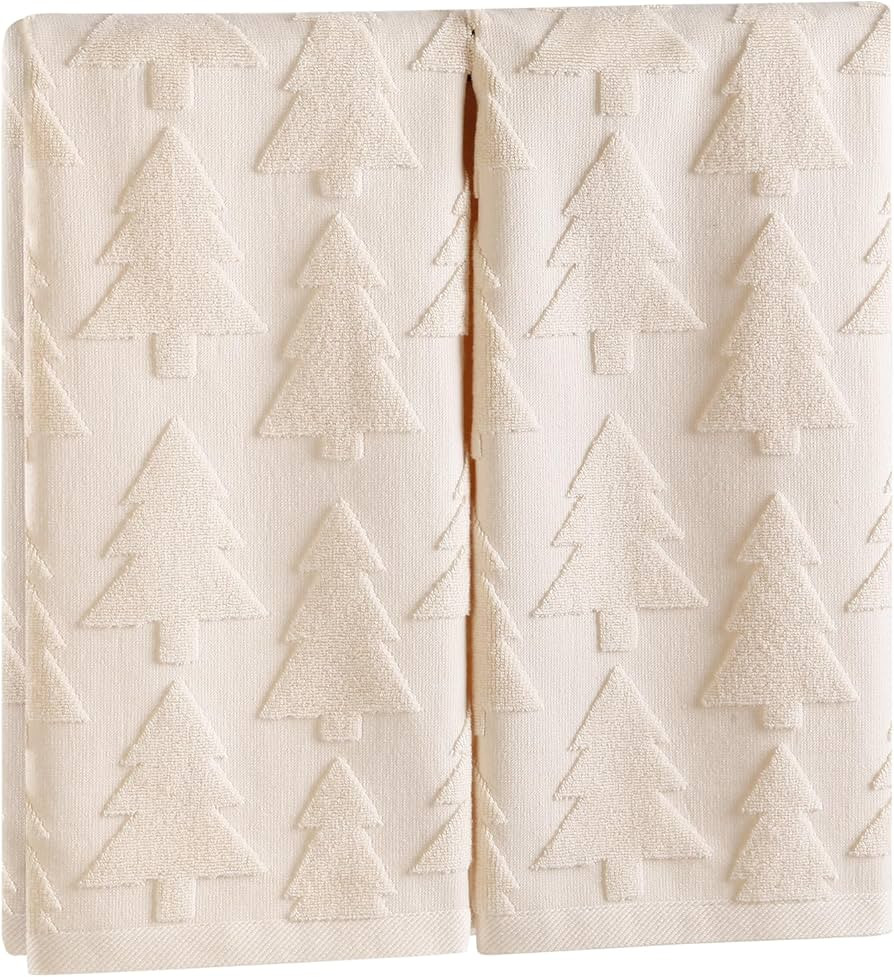 Quera 2 Pack Christmas Hand Towels Christmas Tree Beige Bathroom Decorative Towels Set for Drying... | Amazon (US)