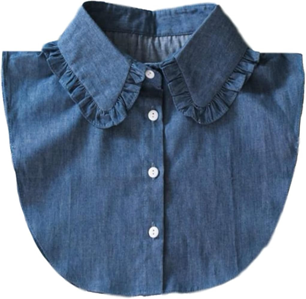 GUZOSJO Denim Detachable Collar Shirt,Dickey Half Blouse False Collar for Lady Girls | Amazon (US)