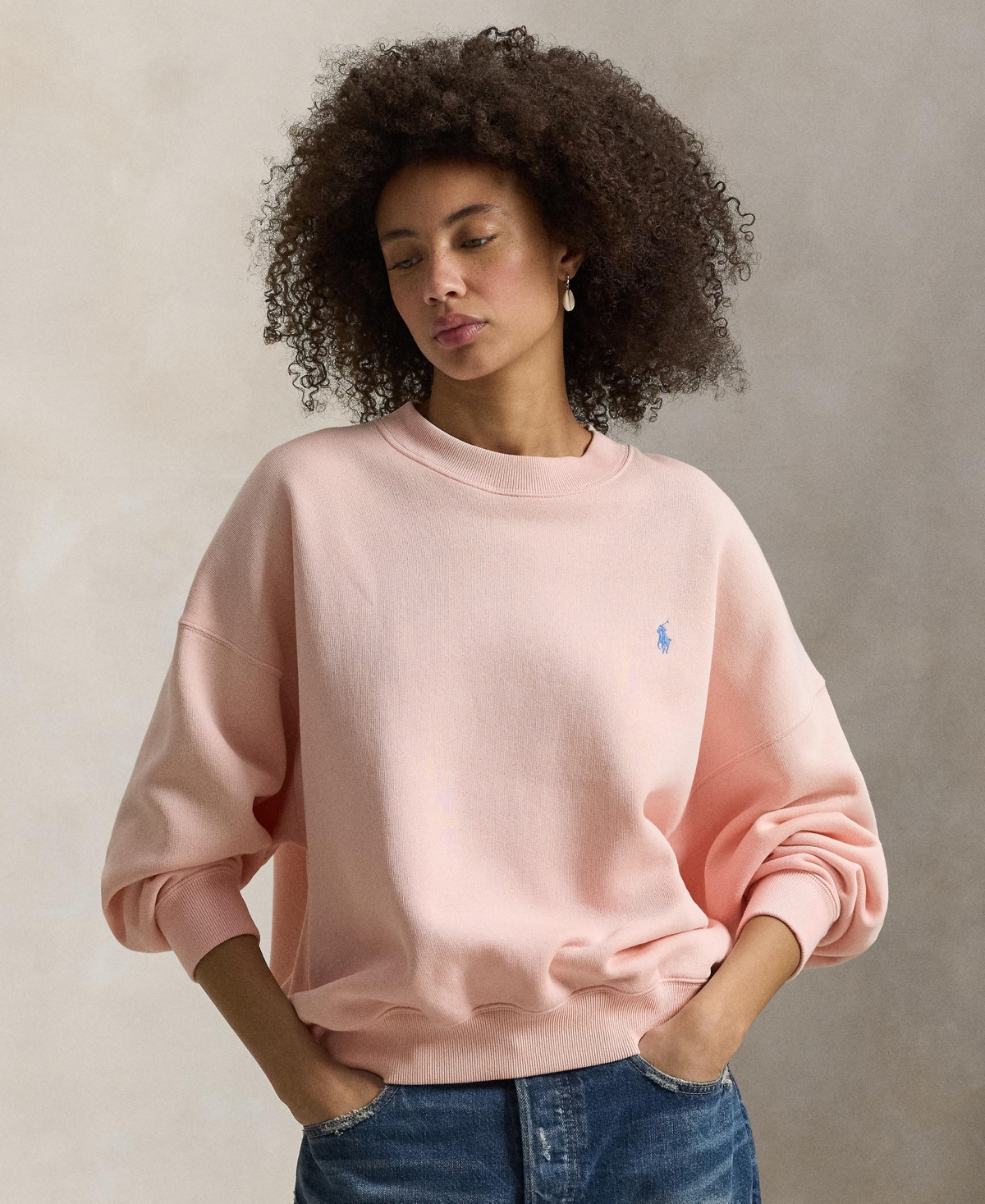 Polo Ralph Lauren Women's Fleece Crew Neck Sweatshirt - Pink Sand | Macy's