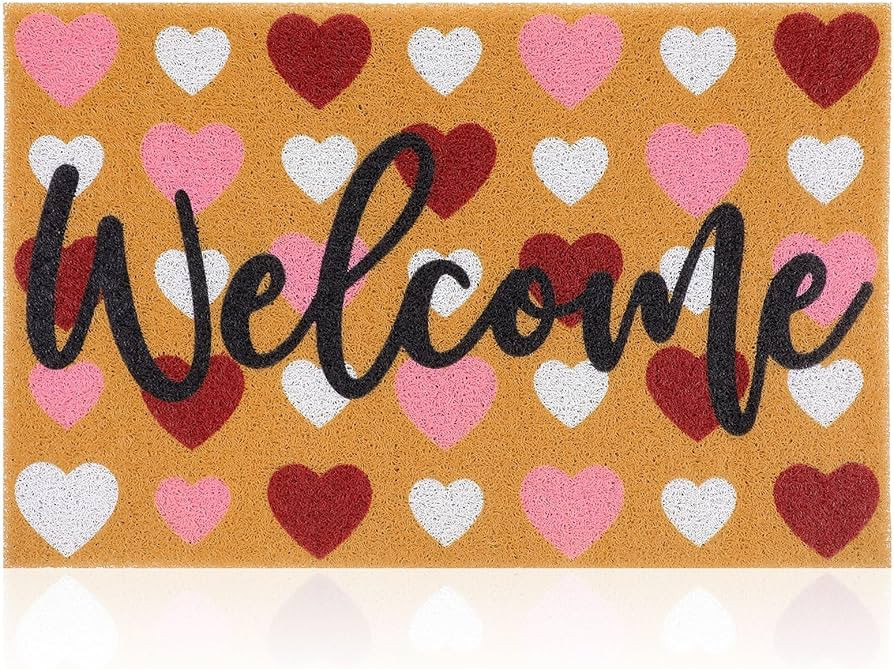Tinideya Valentine's Day Door Mat Red Pink Heart Coir Door Mat Washable Non-Slip Entrance Rugs fo... | Amazon (US)