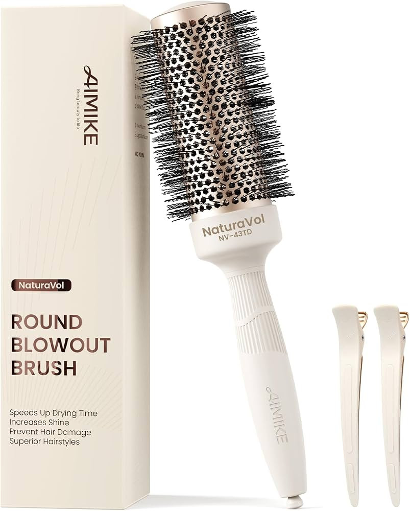 AIMIKE Round Brush for Blow Out, NaturaVol Medium Round Hair Brush for Fine Hair with Nano Therma... | Amazon (US)